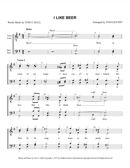 I Like Beer (arr. Tom Gentry)