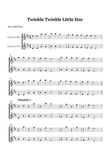 Twinkle Twinkle Little Star Variations (arr. André Nusa)
