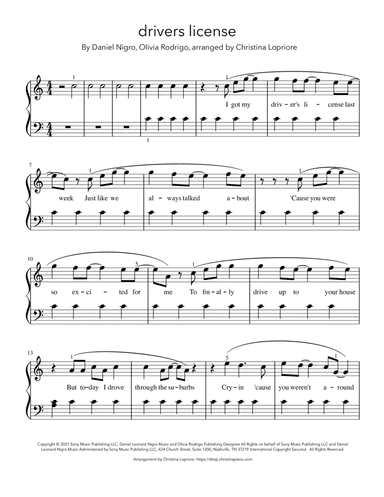 Drivers License (arr. Christina Lopriore)