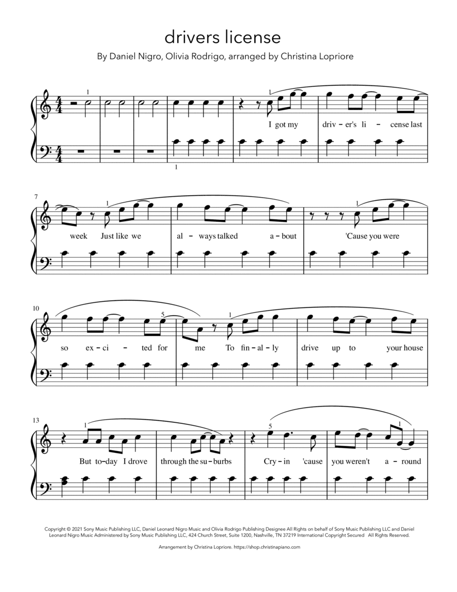 Drivers License (arr. Christina Lopriore)