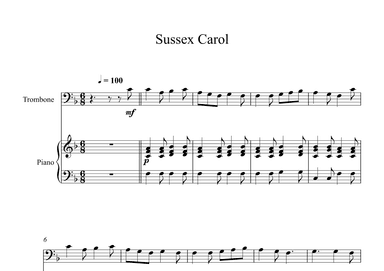 Sussex Carol (Trombone + Piano) (arr. Digital Book Music)