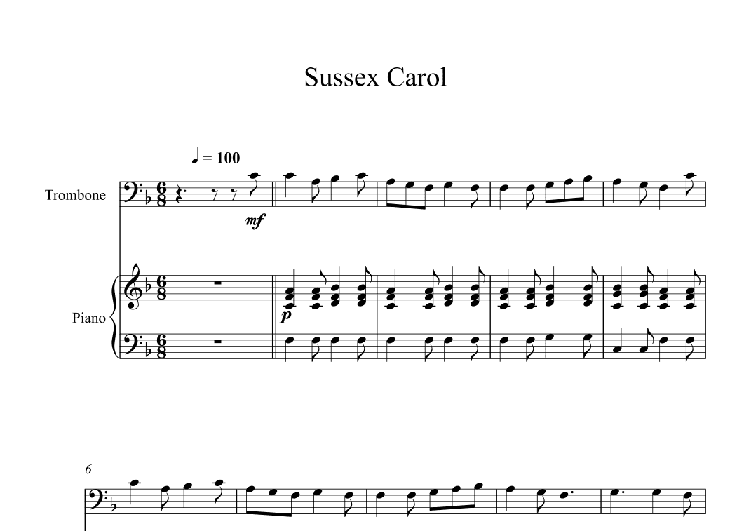Sussex Carol (Trombone + Piano) (arr. Digital Book Music)