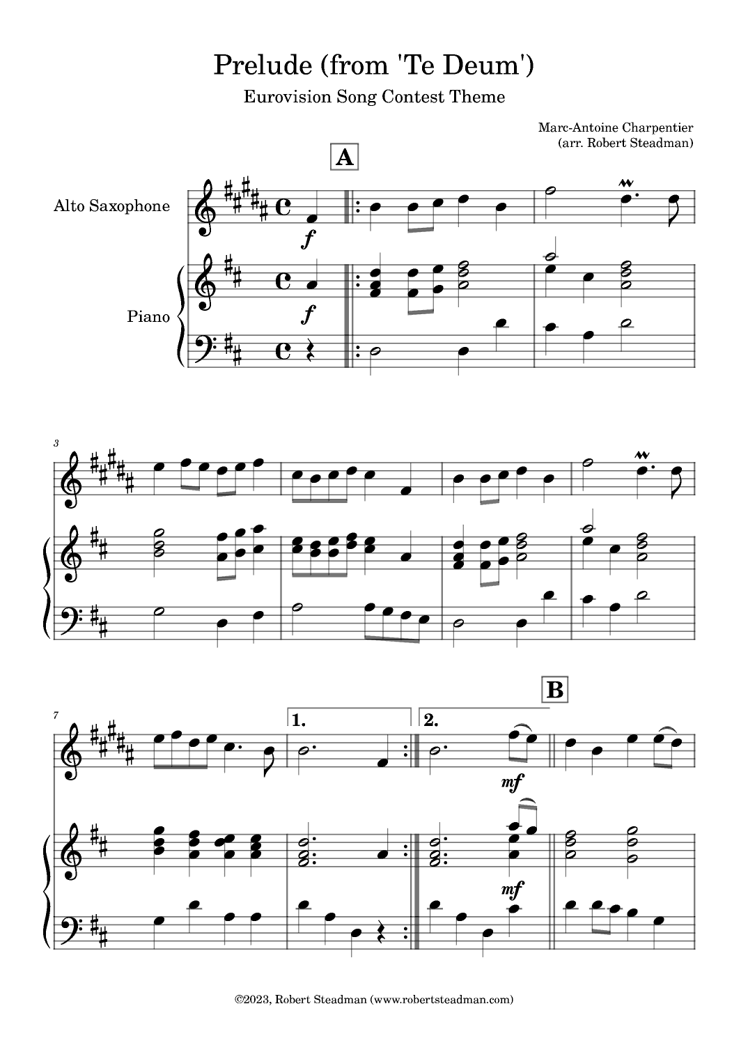 Prelude (from 'Te Deum') - EUROVISION SONG CONTEST THEME (arr. Robert Steadman)