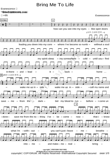 Bring Me To Life (arr. COPYDRUM)