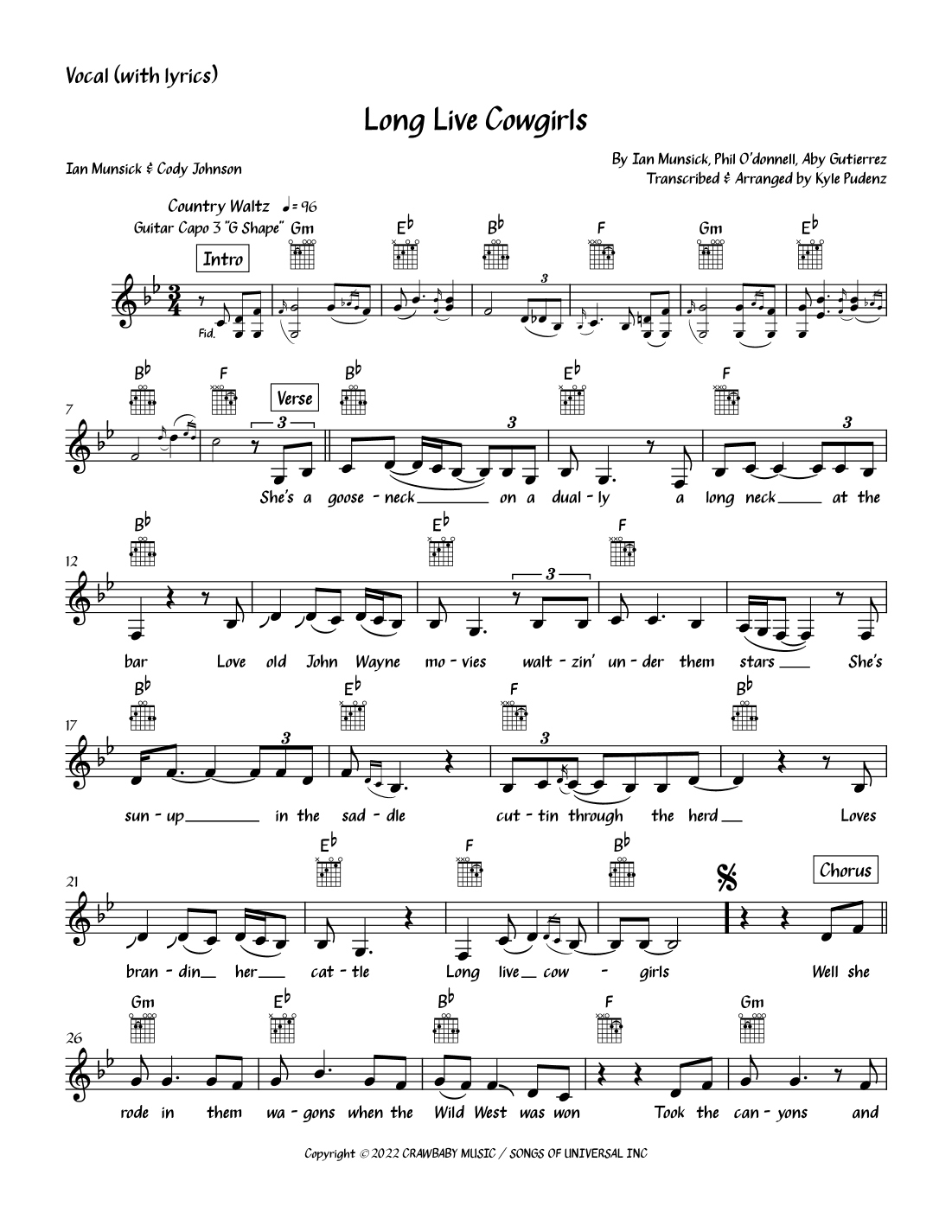 Long Live Cowgirls (arr. Kyle Pudenz)