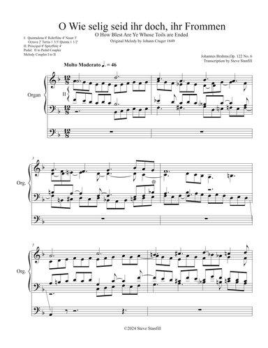 O Wie selig seid ihr doch, ihr Frommen? (arr. Steve Stanfill)