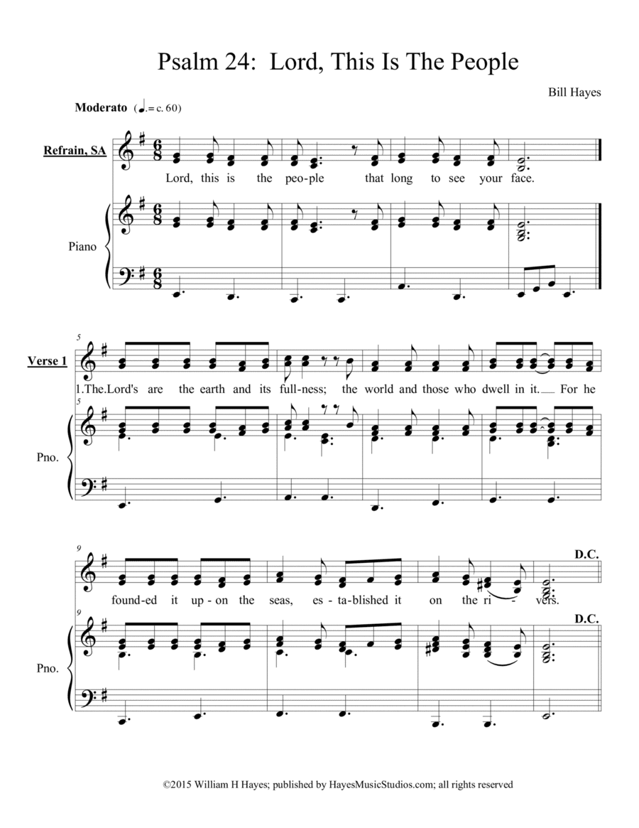 Psalm 24:  Lord, This Is The People - piano/vocal
