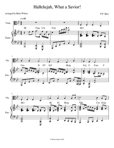 Hallelujah, What A Savior (Man of Sorrows)--viola solo (arr. Beka Wilson)