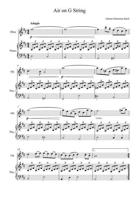 Johann Sebastian Bach - Air in G ( Piano and Oboe Solo) (arr. André Laitano)