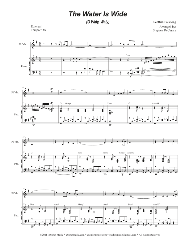 The Water Is Wide (O Waly, Waly) (Flute or Violin solo and Piano) (arr. Stephen DeCesare)