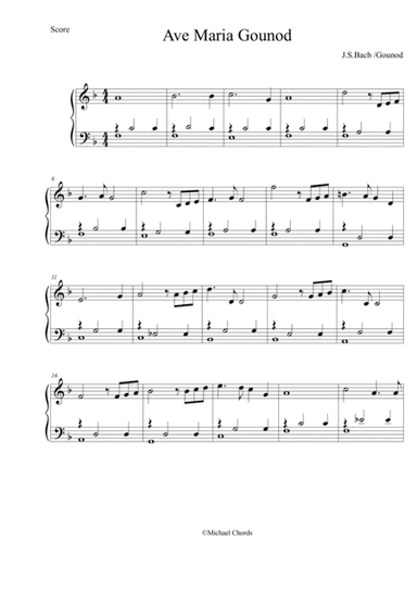 Ave Maria Gounoud (easy piano) (arr. Michael Chords)