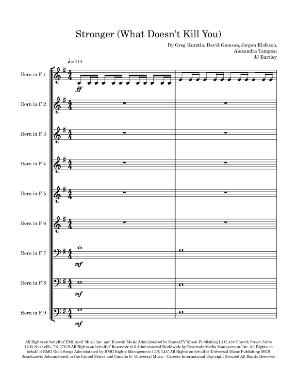 Stronger (what Doesn't Kill You) (arr. JJ Bartley)