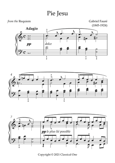 Faure - Pie Jesu (from the Requiem)(With Note name) (arr. MPS)