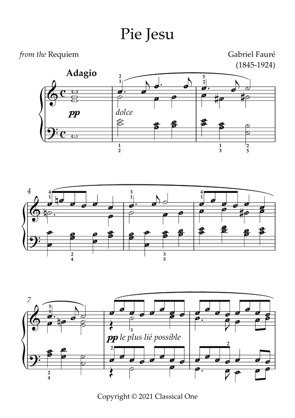 Faure - Pie Jesu (from the Requiem)(With Note name) (arr. MPS)