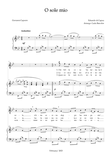 O Sole Mio (Eduardo di Capua) - Bb Major (arr. Cadu Barcelos)