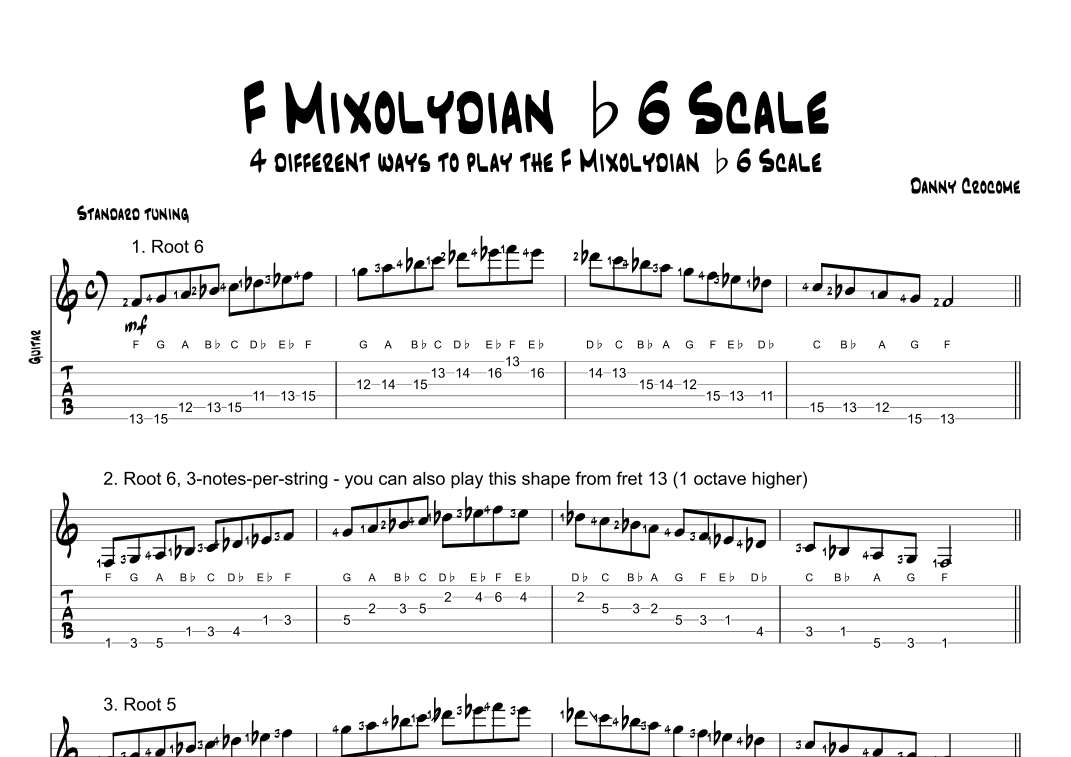 F Mixolydian b6 Scale (4 Ways to Play)