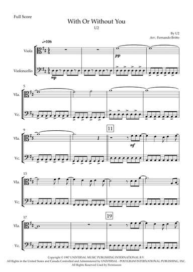 With Or Without You (arr. Fabio Britto)