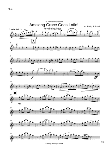 Amazing Grace Goes Latin! (Wind Quintet) - Set of Parts [x5]