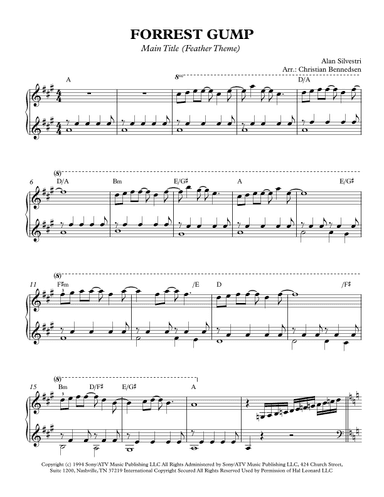 Forrest Gump - Main Title (Feather Theme)  from the Paramount Motion Picture FORREST GUMP (arr. Christian Bennedsen)