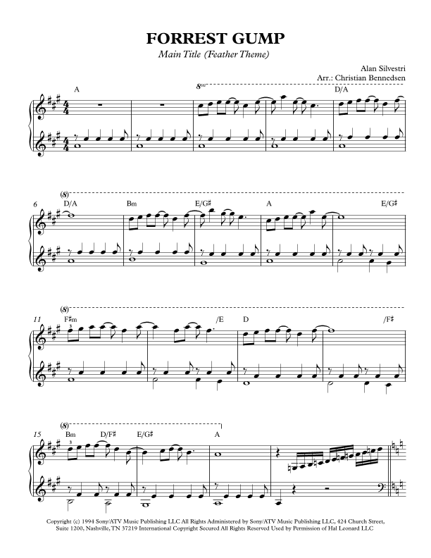 Forrest Gump - Main Title (Feather Theme)  from the Paramount Motion Picture FORREST GUMP (arr. Christian Bennedsen)