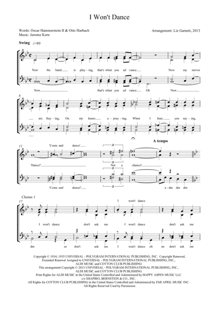 I Won't Dance (arr. Liz Garnett)