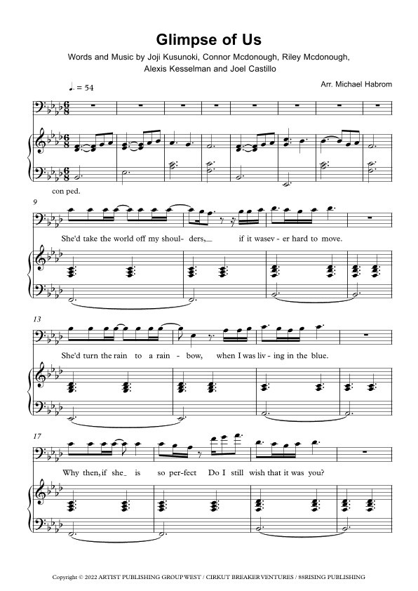 Glimpse Of Us (arr. Michael Habrom)
