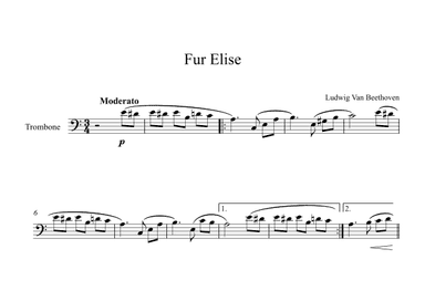 Fur Elise - Ludwig Van Beethoven (Trombone) (arr. Digital Book Music)