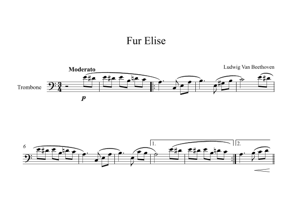 Fur Elise - Ludwig Van Beethoven (Trombone) (arr. Digital Book Music)