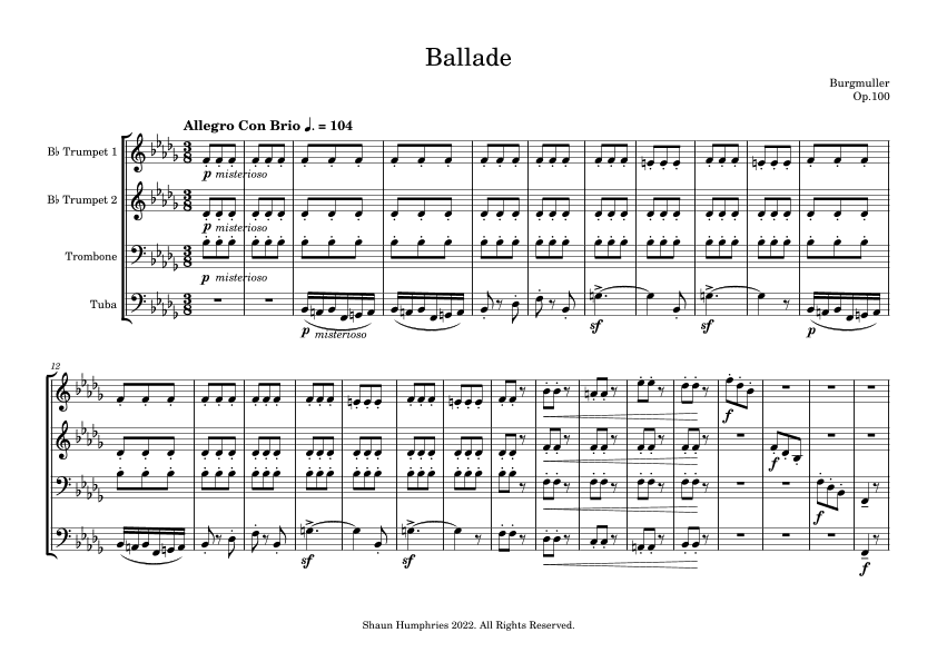 Ballade (Op.100) (arr. Shaun Humphries)