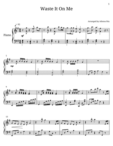 Waste It On Me (arr. Athena Niu)
