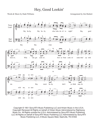 Hey, Good Lookin' (arr. Jim Shubert)