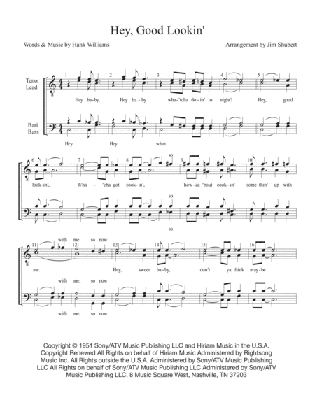 Hey, Good Lookin' (arr. Jim Shubert)