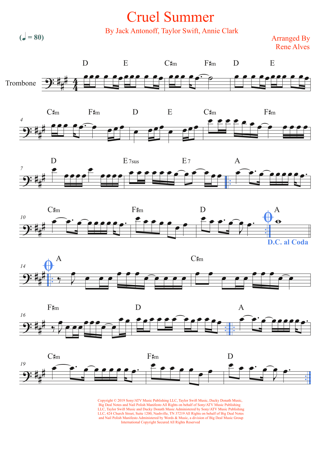 Cruel Summer (arr. Rene Alves)