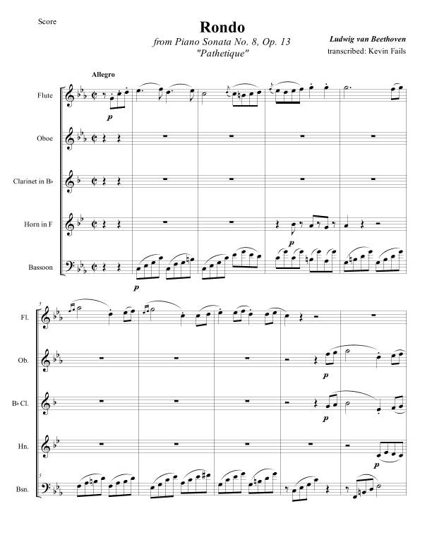 Rondo from Piano Sonata No. 8 (arr. Kevin L. Fails)