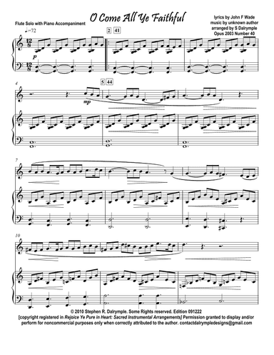 O Come All Ye Faithful - Christmas carol arrangement for flute and piano by Stephen R Dalrymple (arr. Stephen R Dalrymple)