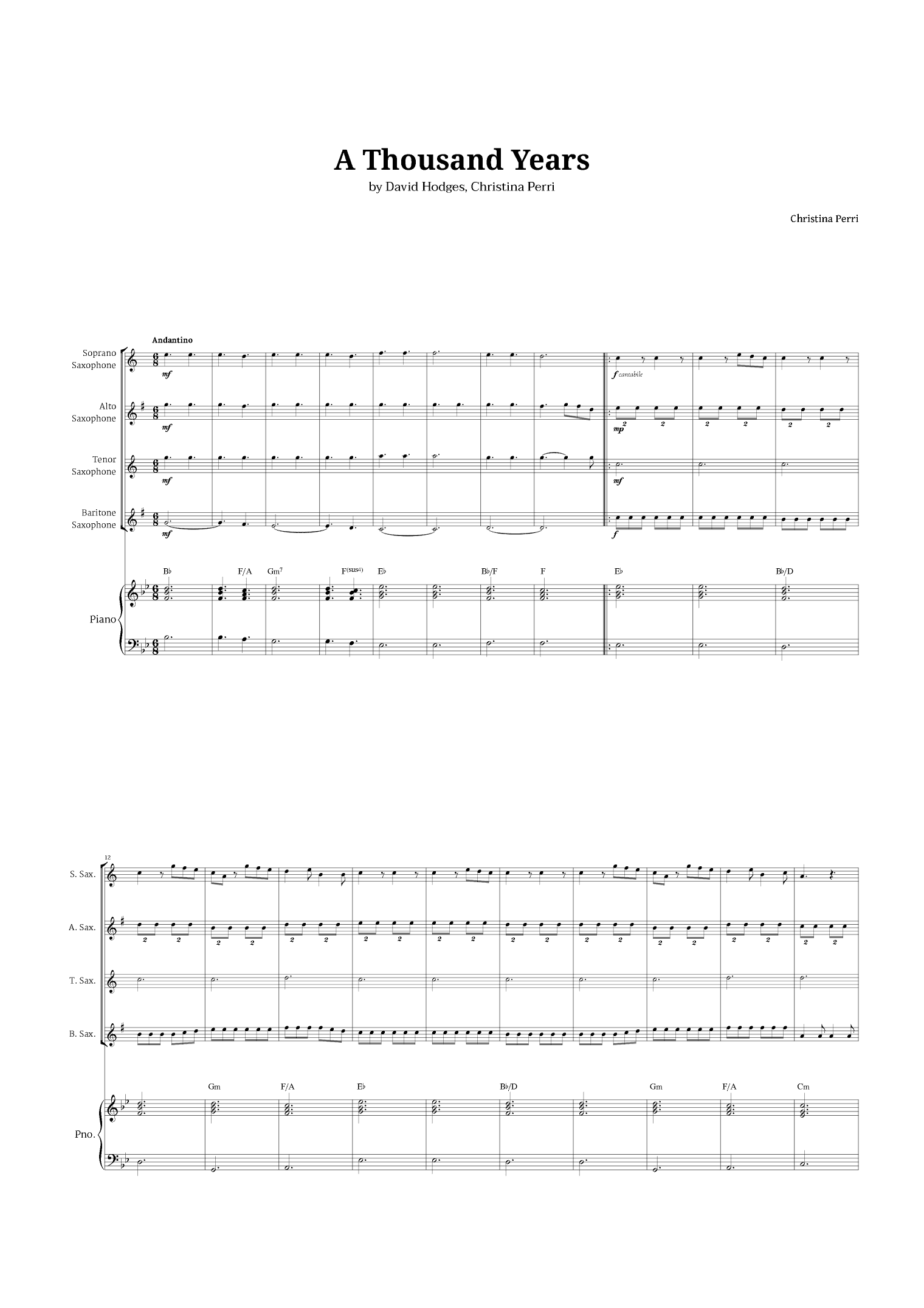 A Thousand Years (arr. Langanho)