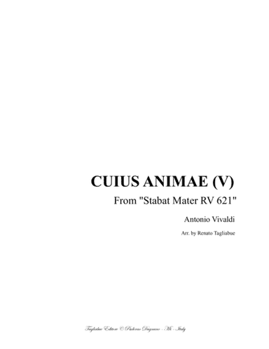 CUIUS ANIMAE (V) - (From Stabat Mater- RV 621) - For Alto,and Organ 3 staff (arr. Renato Tagliabue)
