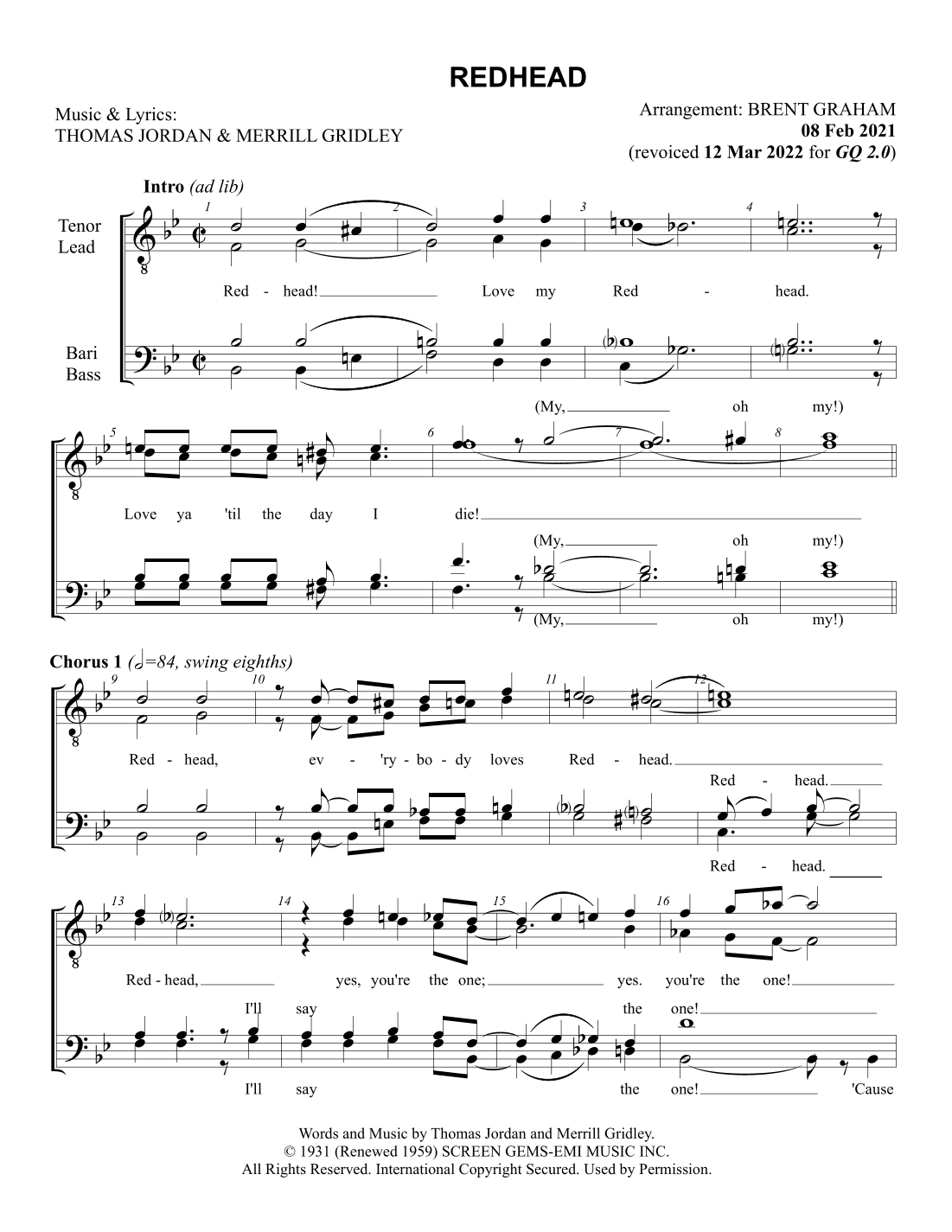 Red Head (arr. Brent Graham)