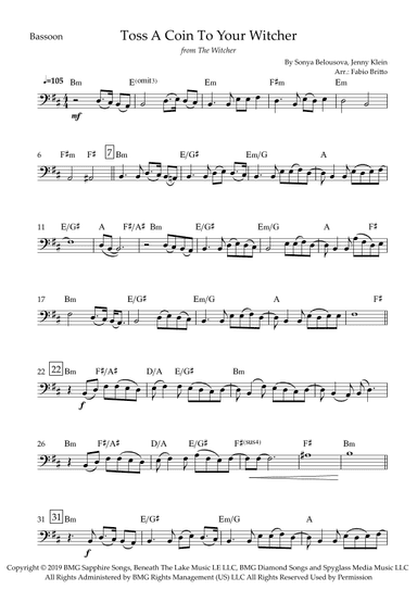 Toss A Coin To Your Witcher (arr. Fabio Britto)