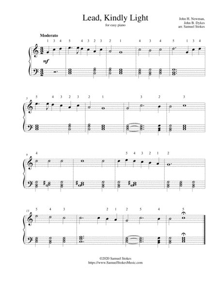 Lead, Kindly Light - for easy piano (arr. Samuel Stokes)