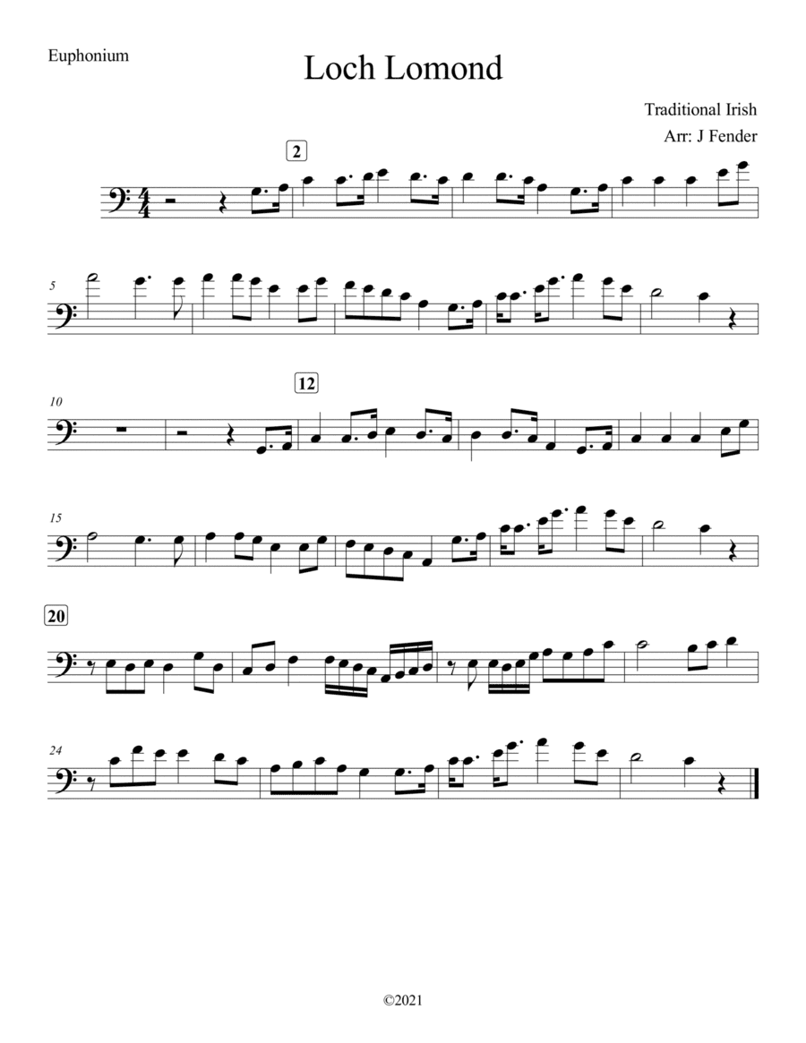 Loch Lomond (Solo Euphonium with Piano Accompaniment) (arr. Jerremy Fender)
