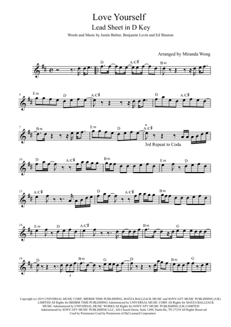 Love Yourself (arr. Miranda Wong)