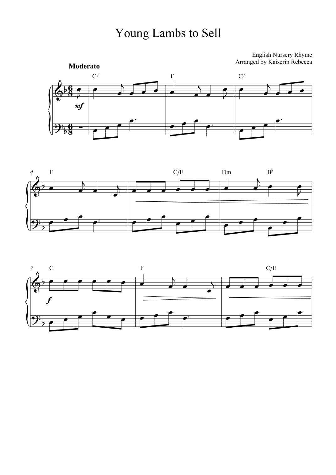 Young Lambs to Sell (arr. Kaiserin Rebecca)