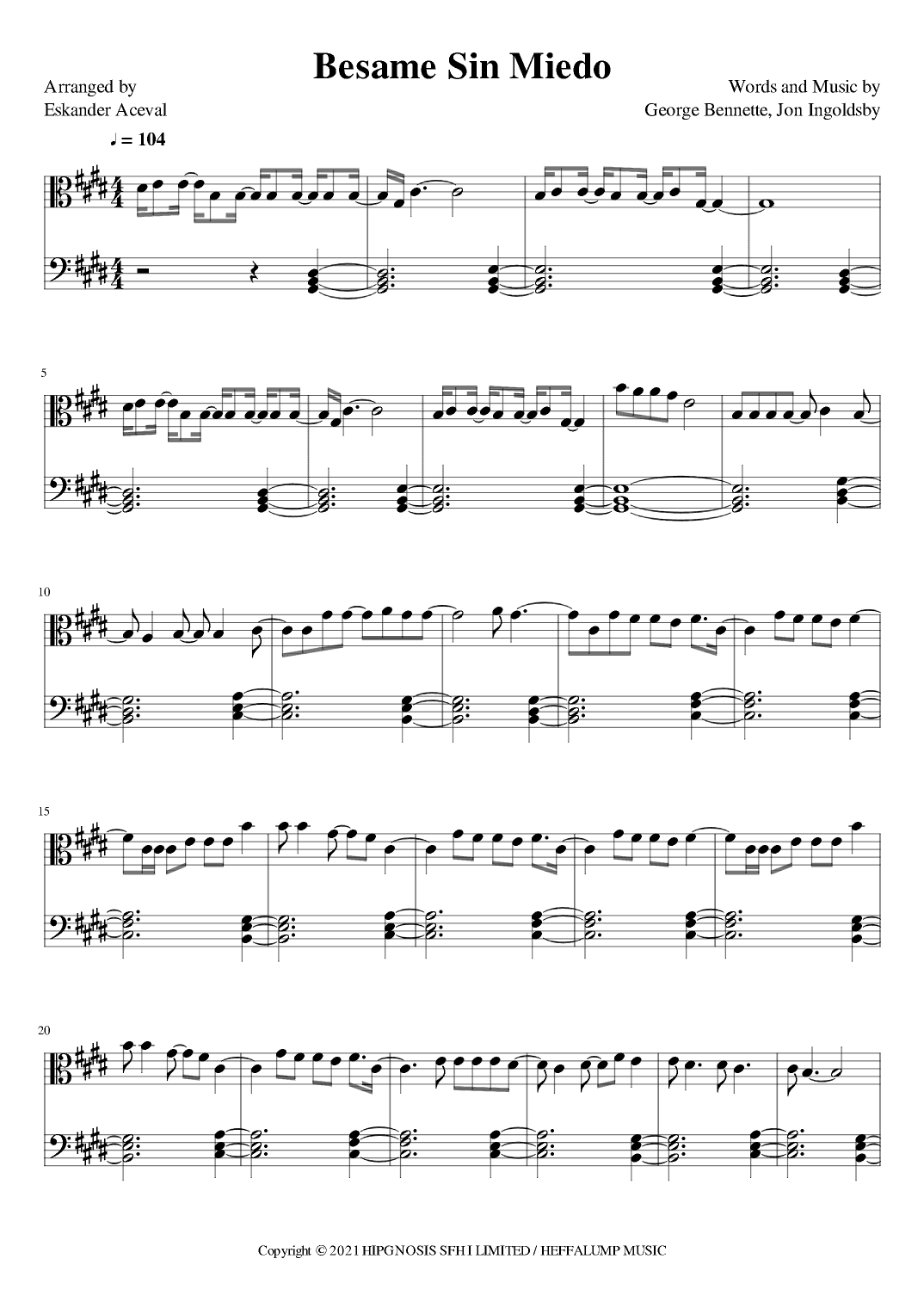 Kiss Me Besame Sin Miedo (arr. Eskander Aceval)