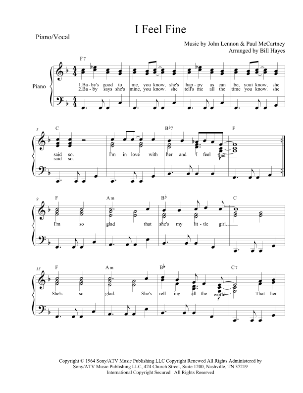 I Feel Fine (arr. Bill Hayes)