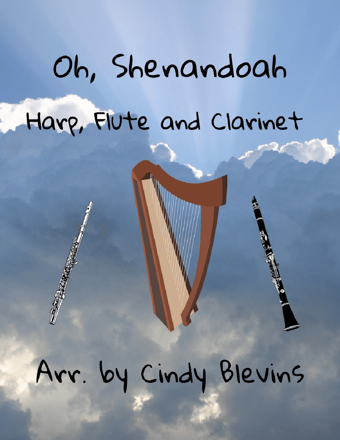 Oh, Shenandoah, for Harp, Flute and Clarinet (arr. Cindy Blevins)