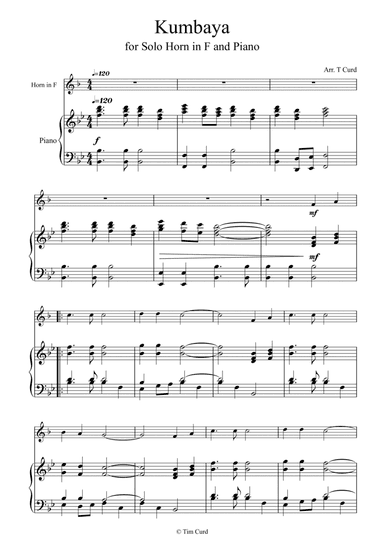 Kumbaya for Horn in F and Piano (arr. Tim Curd)