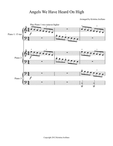 Angels We Have Heard on High Piano Trio (1 Piano, 6 Hands) (arr. Kristina Arellano)