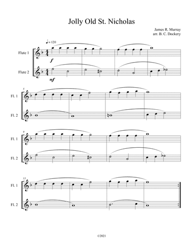 Jolly Old St. Nicholas (Flute Duet) (arr. B. C. Dockery)