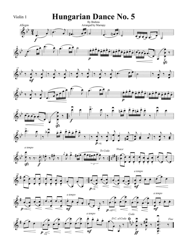 Hungarian Dance no.5 by Brahms (arranged for String Trio) (arr. Marmpy)